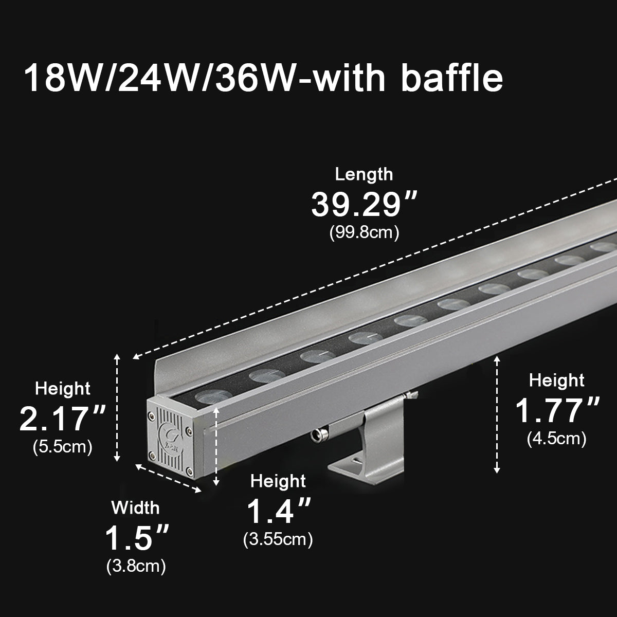 DC24V Low Voltage Waterproof Outdoor LED Wall Washer Lights 39.37''