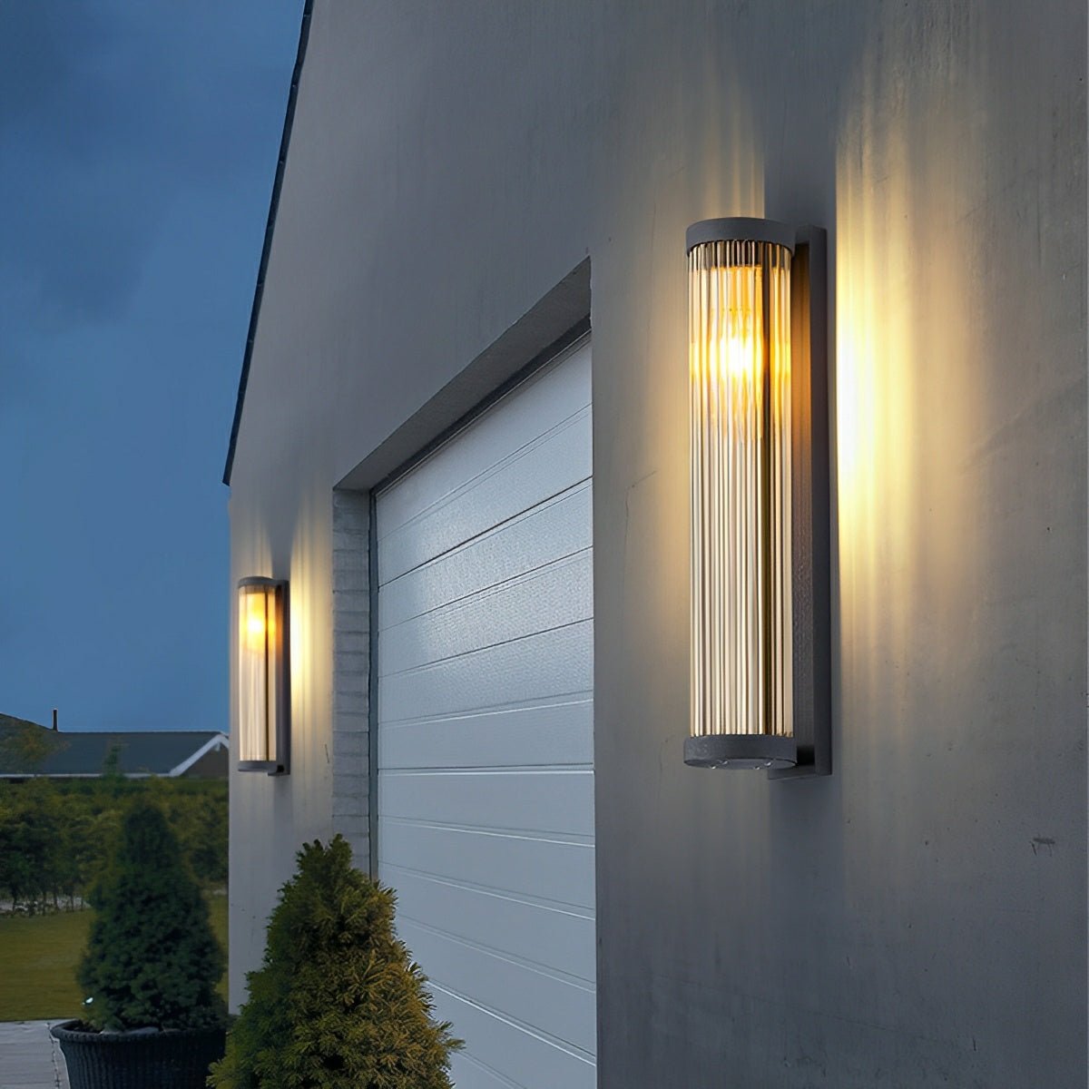 Modern Waterproof Cylinder Striped Glass Outdoor LED Porch Wall Lights