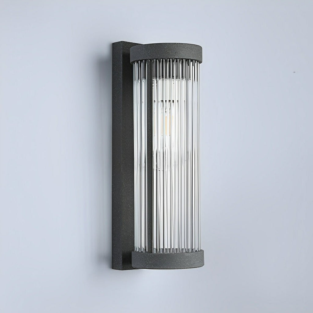Modern Waterproof Cylinder Striped Glass Outdoor LED Porch Wall Lights