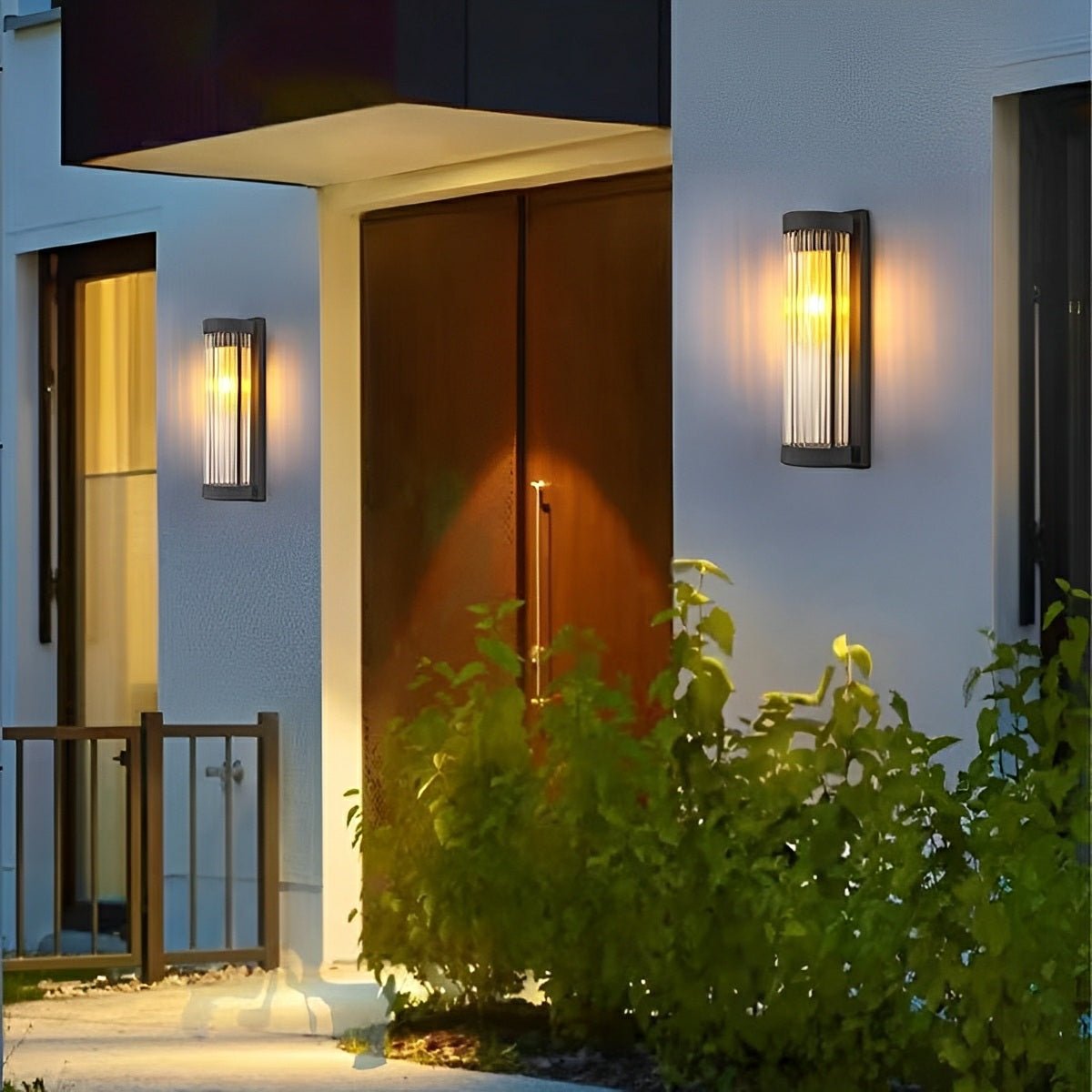 Modern Waterproof Cylinder Striped Glass Outdoor LED Porch Wall Lights