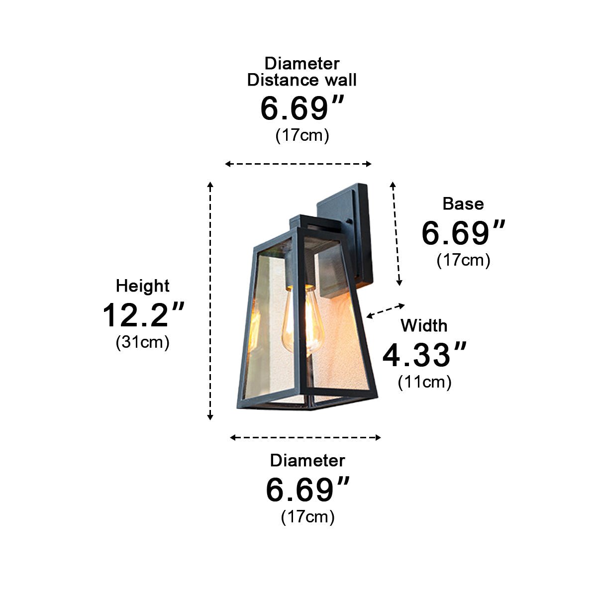 Rustic Trapezoid Waterproof Outdoor LED Porch Wall Light