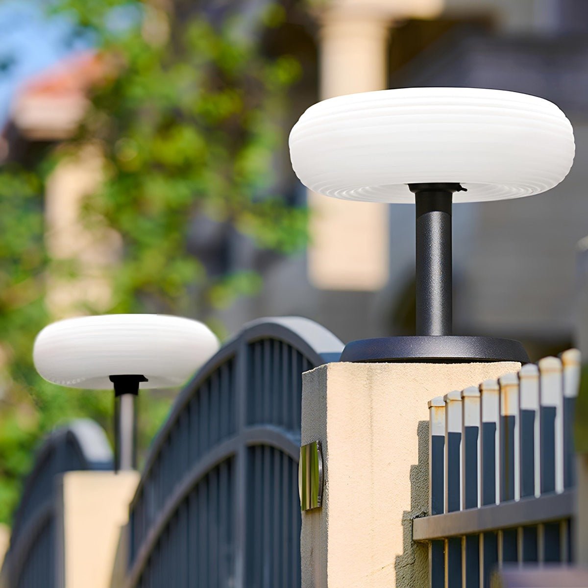 Solar Waterproof Round Removable LED Outdoor Post Lights- Free Installation