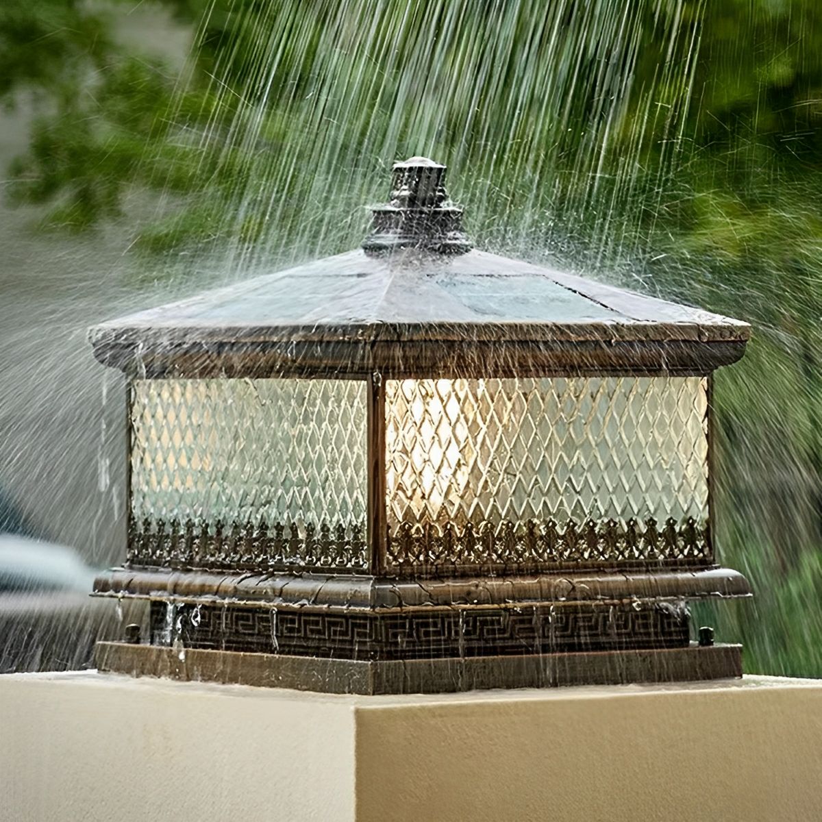 Waterproof Vintage Copper Tower LED Outdoor Post Lights