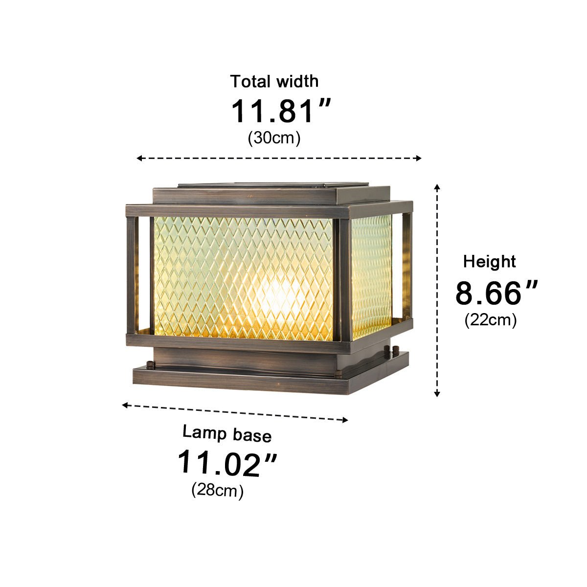 Waterproof Vintage Square Copper LED Outdoor Post Lights