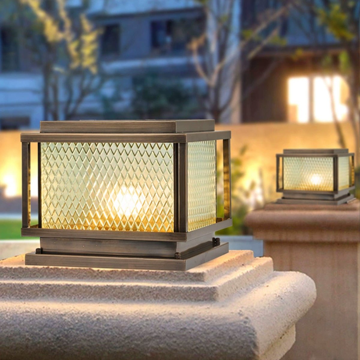 Waterproof Vintage Square Copper LED Outdoor Post Lights