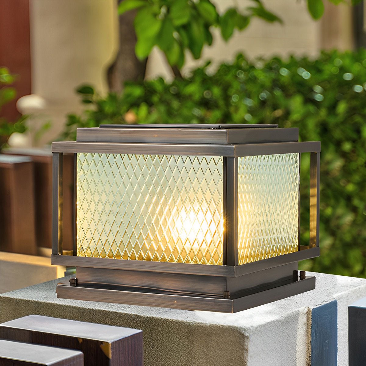 Waterproof Vintage Square Copper LED Outdoor Post Lights